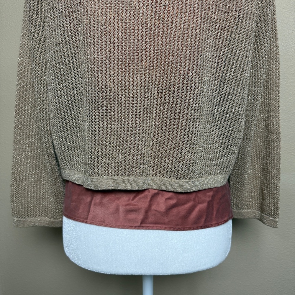 Talbots Open Stitch Scallop Gold Shrug Size Large - Picture 9 of 11